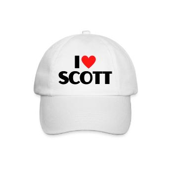I love Scott Rotes Herz Liebe Fan Geschenk - Baseballkappe - Weiß/Weiß - Vorne