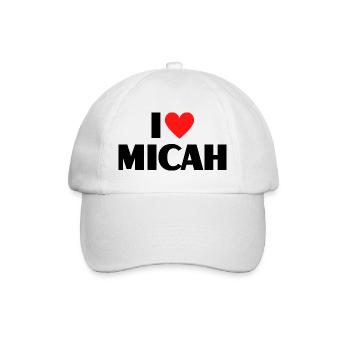 I love Micah Red Heart Love Fan Gift - Baseball Cap - white/white - Front