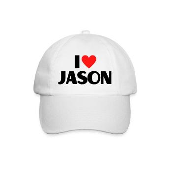 I love Jason Red Heart Love Fan Gift - Baseball Cap - white/white - Front