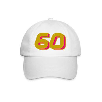60. 60 JAHRE. 60-JÄHRIGES JUBILÄUM. 60. GEBURTSTAG. - Baseballkappe - Weiß/Weiß - Vorne