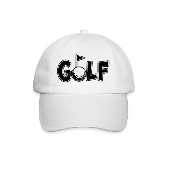 Golf lettering with golf ball and golf flag - Baseball Cap - white/white - Front