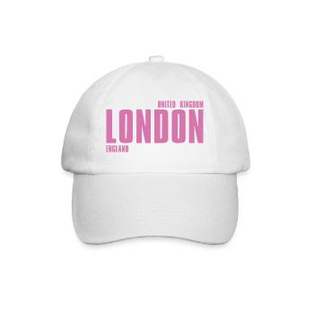 Pinkes Londoner Wortzeichen - Baseballkappe - Weiß/Weiß - Vorne