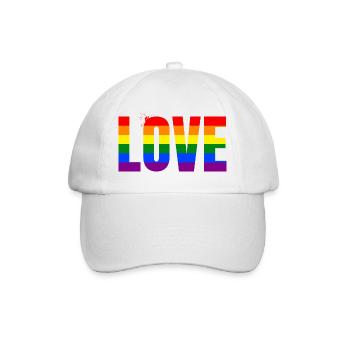 LOVE Rainbow Statement – Bold Equality Message - Baseball Cap - white/white - Front