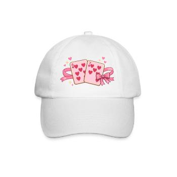 Valentine Spielkarten 6 7 six seven Niedlich Herz - Baseballkappe - Weiß/Weiß - Vorne