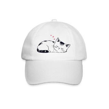 Stickige schlafende Katze - Baseballkappe - Weiß/Weiß - Vorne