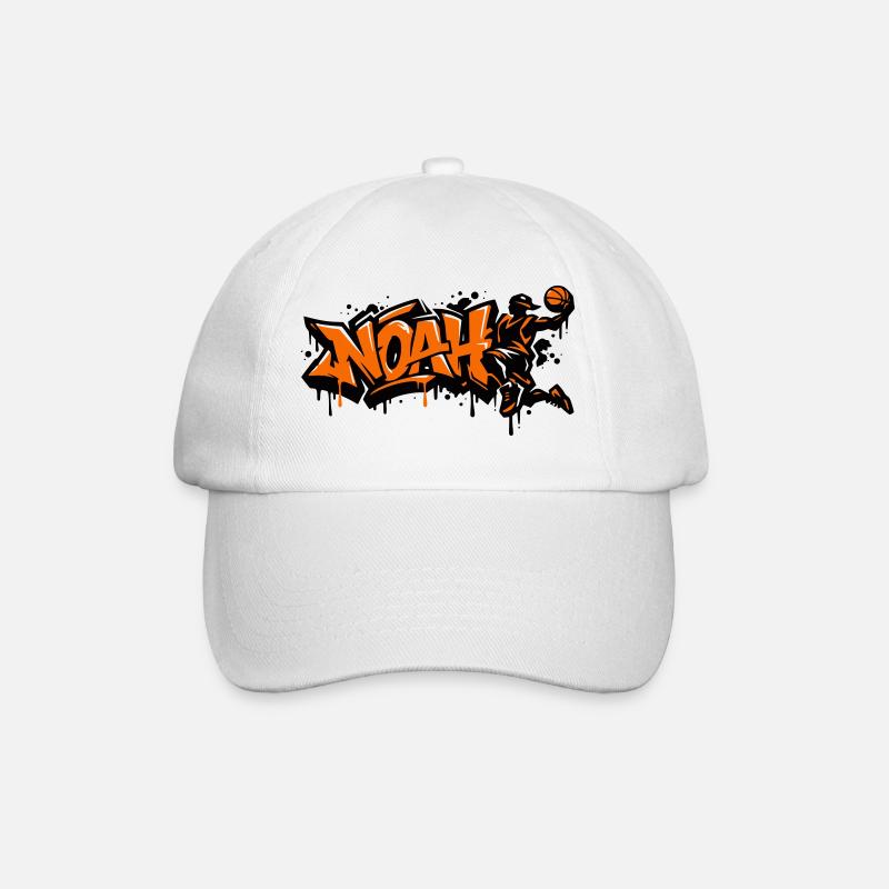 Noah Graffiti Basketball Straßenkunst Orange - Baseballkappe - Weiß/Weiß