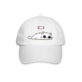 Cat Social Battery Low – No Power Mode - Baseball Cap - white/white - Front