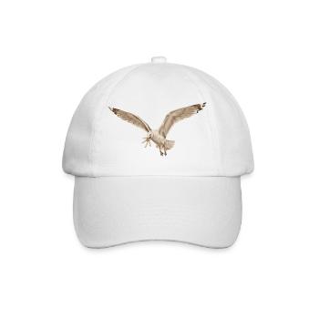 Funny seagull stealing fries on the beach - Baseball Cap - white/white - Front