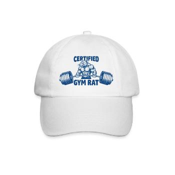 Certified Gym Rat – Muskulöse Ratte Fitness - Baseballkappe - Weiß/Weiß - Vorne