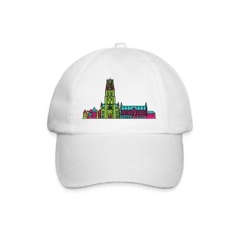 Mechelen City Skyline St. Rumbold Turm Kunst - Baseballkappe - Weiß/Weiß - Vorne