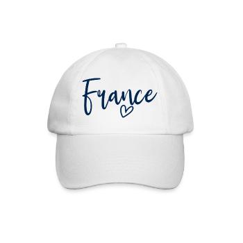 Frankreich Herz Frauenliebe Frankreich - Baseballkappe - Weiß/Weiß - Vorne