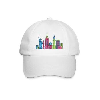 New York City Skyline Liberty Line Art - Baseball Cap - white/white - Front