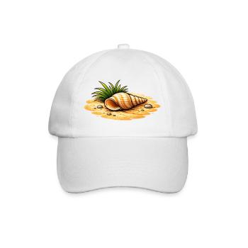 Seashell Beach Illustration Maritime Coastal Motif - Baseball Cap - white/white - Front