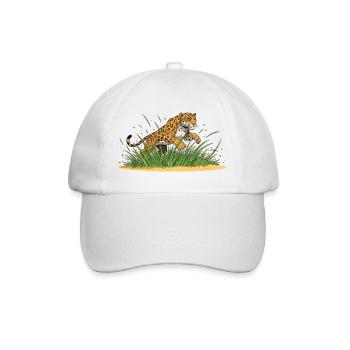 Leopard in the Grass – Cartoon Ferocity - Baseball Cap - white/white - Front