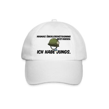 Jungs Mama Überlebenstraining Helm Muttertag - Baseballkappe - Weiß/Weiß - Vorne