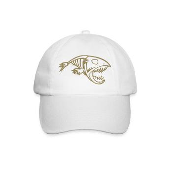 Minimalistische Piranha Silhouette Angler Fisch - Baseballkappe - Weiß/Weiß - Vorne