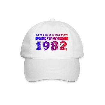 44. Geburtstag Limited Edition 05/1982 - Baseballkappe - Weiß/Weiß - Vorne