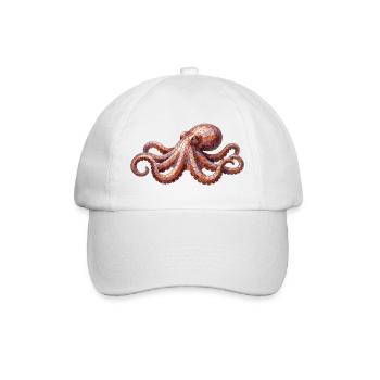 Octopus Mosaic - Artistic Sea Design - Baseball Cap - white/white - Front