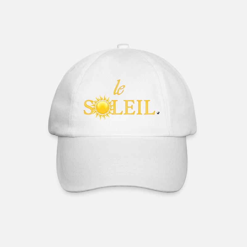 Golden sun illustration embedded in word - Baseball Cap - white/white