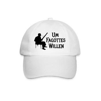 Um Fagottes Willen Fagott Wortspiel - Baseballkappe - Weiß/Weiß - Vorne