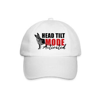 Schäfi Silhouette - Head Tilt linear Schäferhund - Baseballkappe - Weiß/Weiß - Vorne