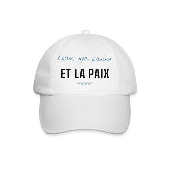 Eau et Paix: Script Bleu et Lettrage Noir - Casquette classique - blanc/blanc - Devant