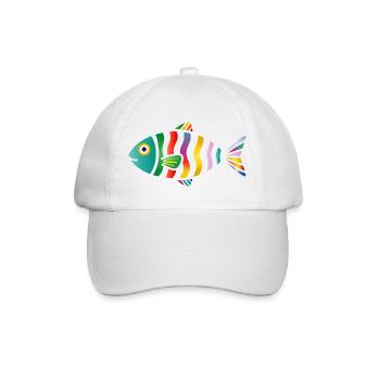 Bunter Fisch | Farbenfrohes Meeresmotiv - Baseballkappe - Weiß/Weiß - Vorne
