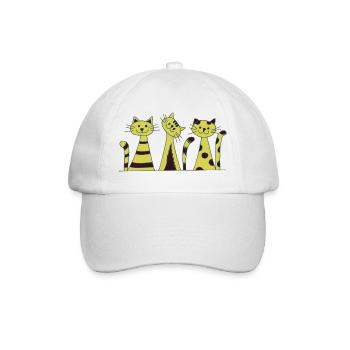 Motif de rayures jaunes du trio de chats - Casquette classique - blanc/blanc - Devant