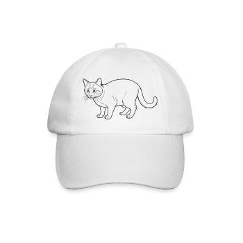 Katzenlinienzeichnung Noir Stil - Baseballkappe - Weiß/Weiß - Vorne
