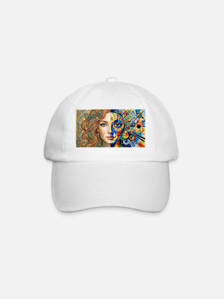 Dual Portrait: Nature Meets Abstract - Baseball Cap - white/white