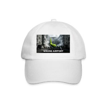 Wrong Airport - Funny Aviation Meme - Baseball Cap - white/white - Front