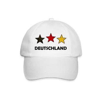 Drei farbige Sterne Deutschland - Baseballkappe - Weiß/Weiß - Vorne