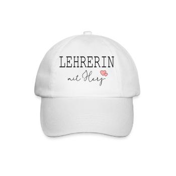 Lehrerin mit Herz - Baseballkappe - Weiß/Weiß - Vorne