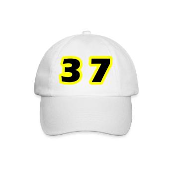 37 Zahl symbol - Baseballkappe - Weiß/Weiß - Vorne