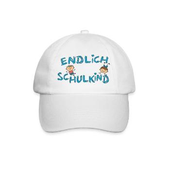 Endlich Schulkind  bunter Schulstart - Baseballkappe - Weiß/Weiß - Vorne