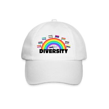 Diversity Regenbogen - Vielfalt Design - Baseballkappe - Weiß/Weiß - Vorne
