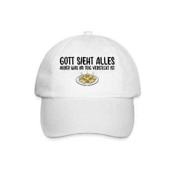 Maultaschen Gott sieht alles Schwäbisch - Baseballkappe - Weiß/Weiß - Vorne