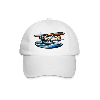 Retro-Seaplane über Wellen - Baseballkappe - Weiß/Weiß - Vorne