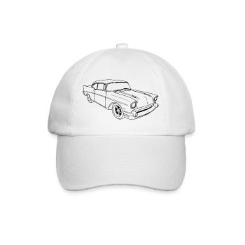 Amerikanischer Oldtimer (Schwarz) - Baseballkappe - Weiß/Weiß - Vorne