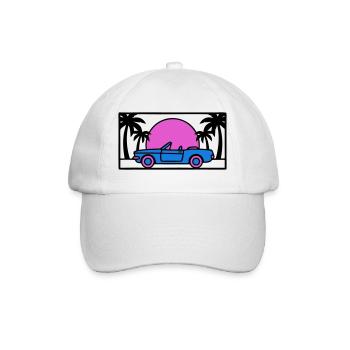 Convertible Palm Trees Sunset Graphic - Baseball Cap - white/white - Front