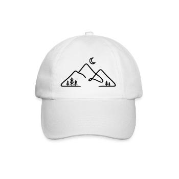 Minimalistische Bergsilhouette mit Mond - Baseballkappe - Weiß/Weiß - Vorne