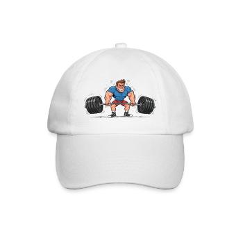 Comic Weightlifter – Strong Man Training - Baseball Cap - white/white - Front