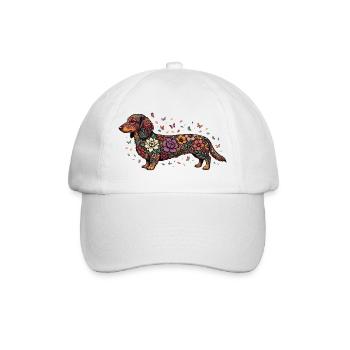 Motif floral teckel - Casquette classique - blanc/blanc - Devant