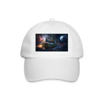 Steampunk Space Ship in Deep Space - Baseball Cap - white/white - Front