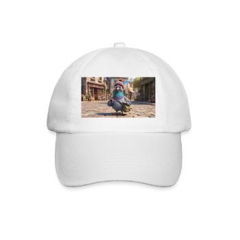 Traveler Pigeon in Beanie exploring European Town - Baseball Cap - white/white - Front