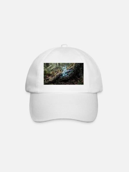 Forest Magic: Glowing Energy Fibers in Tree Roots - Baseball Cap - white/white