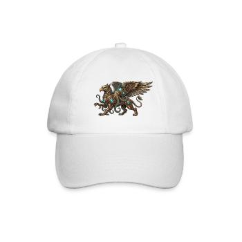 Steampunk Greifvogel mit Turquoise Runen - Baseballkappe - Weiß/Weiß - Vorne