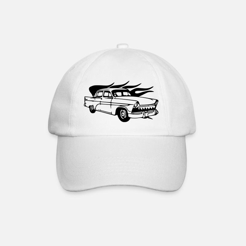 vintage car - Baseball Cap - white/white