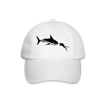 Un requin et un plongeur - Casquette classique - blanc/blanc - Devant