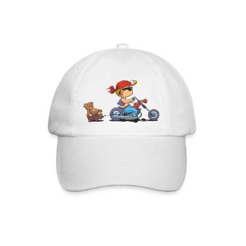 CD - Baby Biker mit Teddy Bär Anhänger - Kinder - Baseballkappe - Weiß/Weiß - Vorne